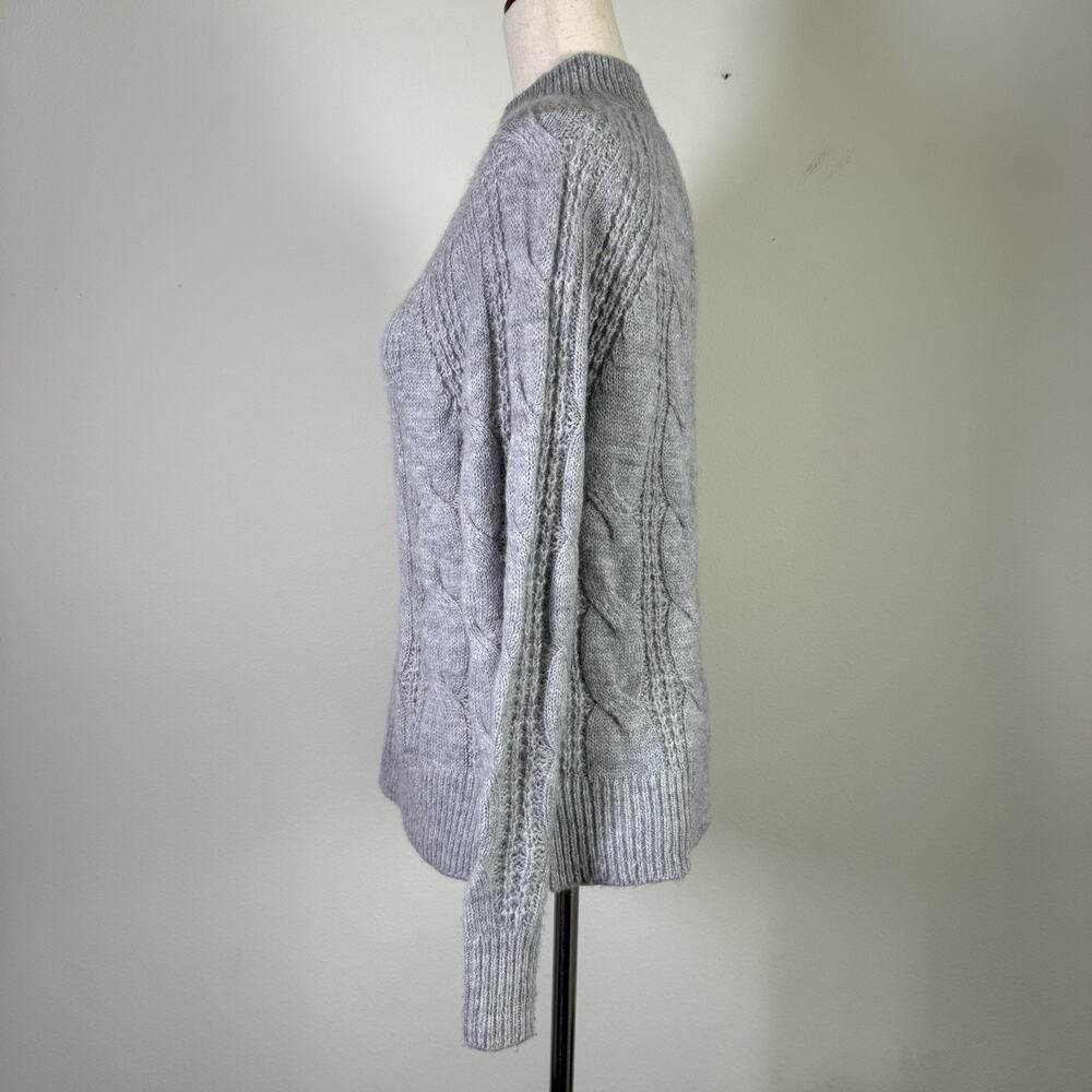 J Crew Crew Neck Cable Knit Sweater Women's XXS Grey Acrylic/Alpaca Blend Grey - Picture 2 of 16